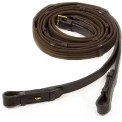 Schockemöhle Zügel GurtmaterialStops Roy/Oak/Cream/Sil WB -Reitsportbedarf Verkäufe 1103 00020 webreins darkbrowngold.8d9516