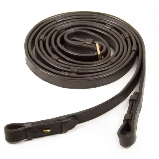 Schockemöhle Zügel Glatt Leder Mit Stops Dunkelbraun/Silber 4 Schockemöhle Zügel Glatt Leder Mit Stops Dunkelbraun/Silber – Bild 2