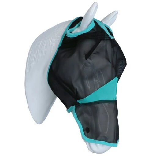 Weatherbeeta Fliegenmaske Comfitec Deluxe Fine Mesh Mit Nase Schwarz/Türkis