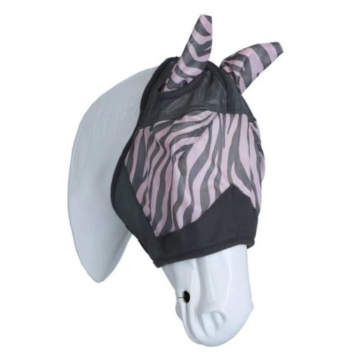 HKM Fliegenmaske Zebra Rose Rosa/Grau