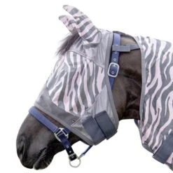 HKM Fliegenmaske Zebra Rose Rosa/Grau -Reitsportbedarf Verkäufe agradi 44986170 4.5e64c0