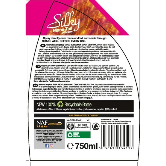 NAF Silky Mane & Tail D-Tangler Spray 750ml 4 NAF Silky Mane & Tail D-Tangler Spray 750ml – Bild 2