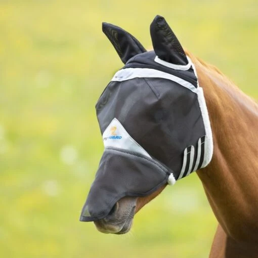 Shires Fliegenmaske Ohr Und Nase Robuus Mesh Zwart Shet Pony