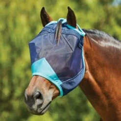 Weatherbeeta Fliegenmaske Comfitec Deluxe Fine Mesh Navy/Türkis -Reitsportbedarf Verkäufe wb 1006938000 navyturquoise wb fly mask image hero null.c4ab6a 1
