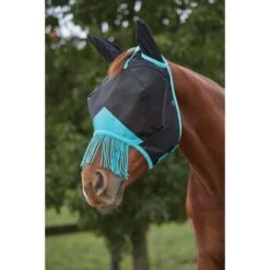Weatherbeeta Fliegenmaske Comfitec Deluxe Fine Mesh Mit Ohren Und Fransen Navy/Türkis -Reitsportbedarf Verkäufe wb 1009577000 blackturquoise wb cft deluxe fine mesh mask ears tassels image hero null.69ef26